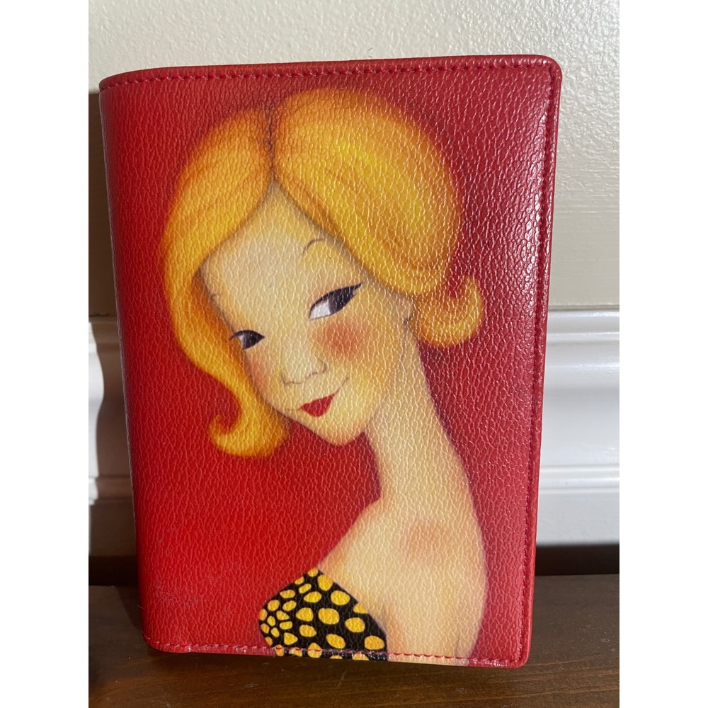 Youk Shim Won Gallery AM Red Bifold Wallet Blonde Girl Art Illustration